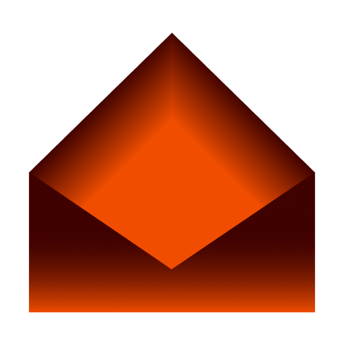 Orange diamond inside a dark orange envelope shape.