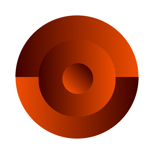 Orange circular icon with concentric rings.