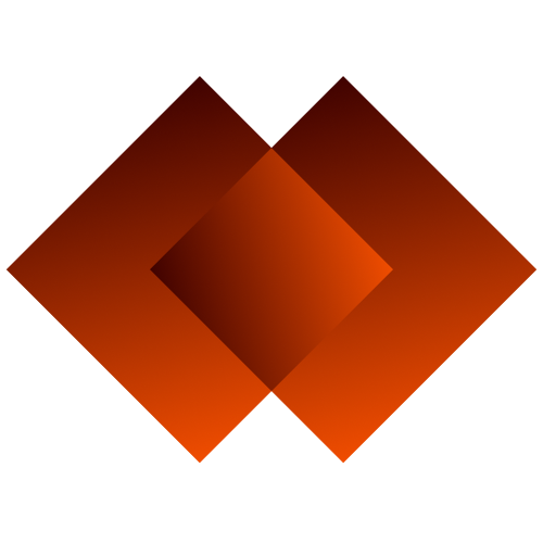 Two overlapping orange diamonds icon.